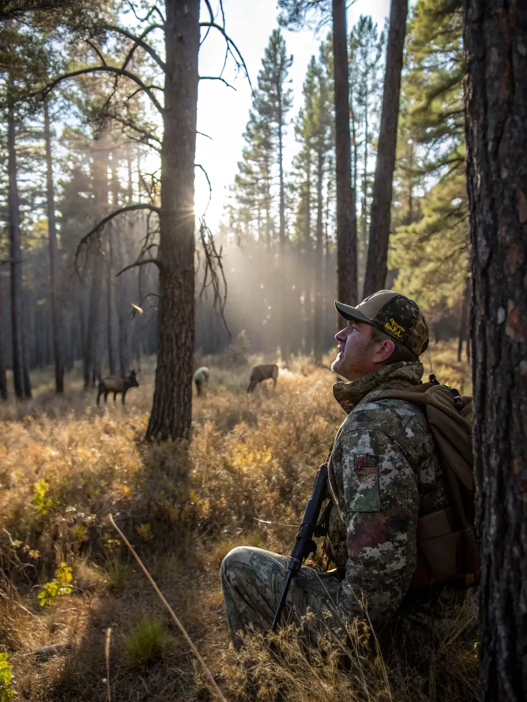 A researcher collecting data on local deer populations in a natural habitat, highlighting the importance of scientific research in wildlife management. The scene is professional and informative.